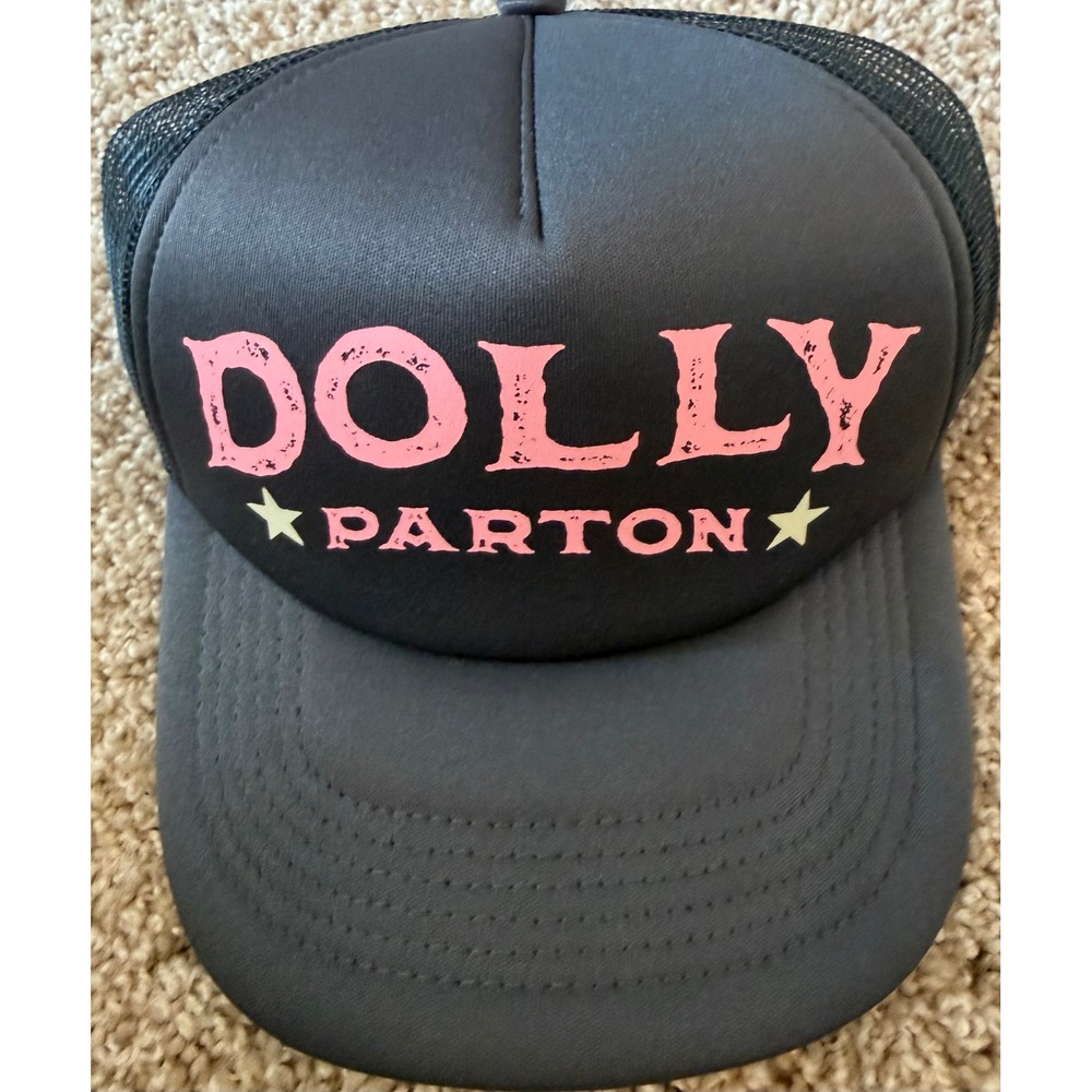 Dolly Parton Trucker Hat Mad Engine Charcoal Gray Pink Mesh Snapback Cap NWT